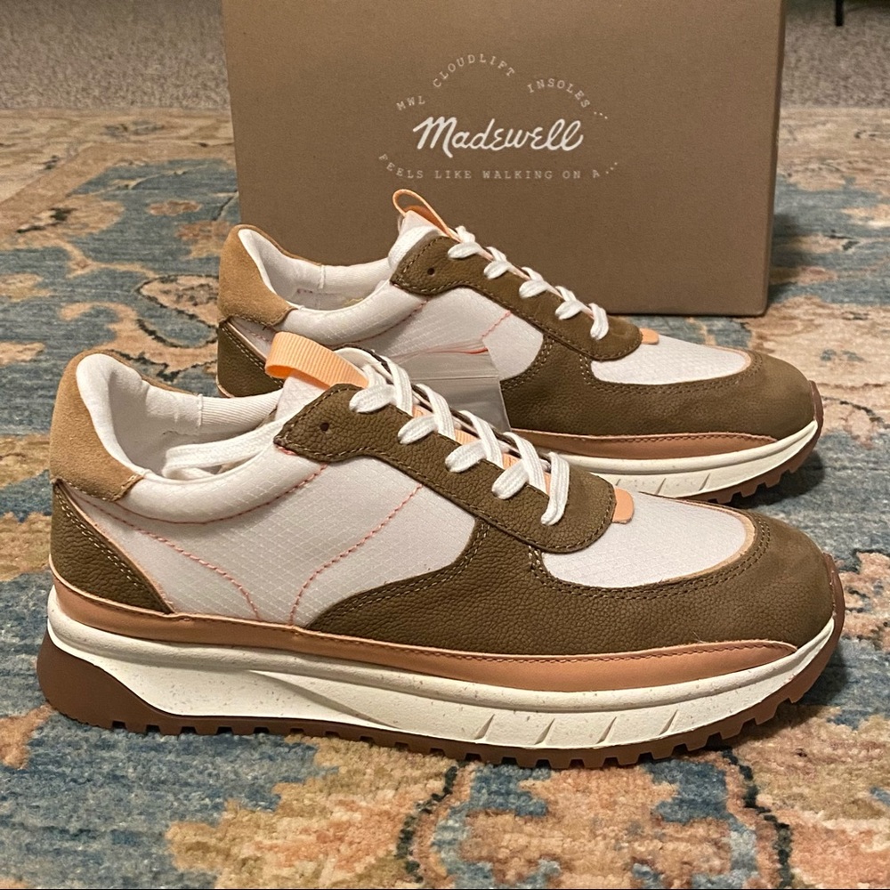 NWT Madewell Kickoff Trainer Sneakers in Ripstop Nylon and Leather, sz 7.5 new